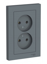 AtlasDesign Грифель Розетка б/з 2-ая, 16А, (в сборе с рамкой)