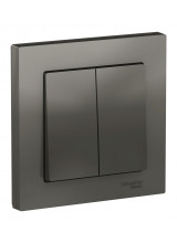 AtlasDesign Сталь Выключатель 2-кл. 10АХ, (в сборе с рамкой)