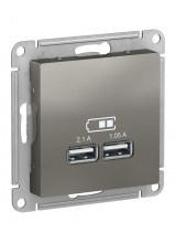AtlasDesign Сталь Розетка USB 2-ая, 5В, 2,1 А