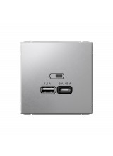 ArtGallery Алюминий USB Розетка A + тип-C 45Вт высокоскор.заряд. QC, PD, механизм